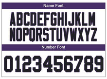 Load image into Gallery viewer, Custom Lights Out Black Purple-Old Gold Football Jersey
