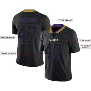 Custom Lights Out Black Purple-Old Gold Football Jersey