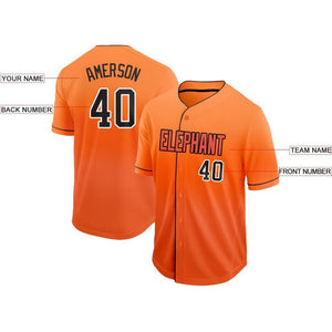 Custom Orange Black-White Fade Baseball Jersey