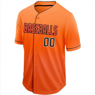 Custom Orange Black-White Fade Baseball Jersey