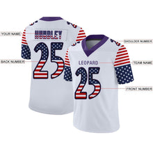 Load image into Gallery viewer, Custom White Purple-Black USA Flag Fashion Football Jersey
