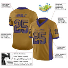 Load image into Gallery viewer, Custom Old Gold Purple-Black Mesh Drift Fashion Football Jersey
