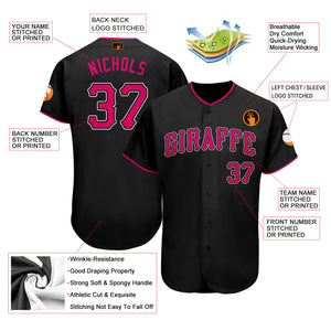 Custom Black Pink-White Authentic Baseball Jersey