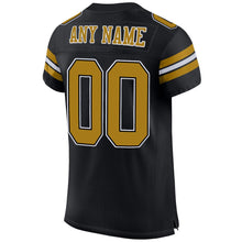 Load image into Gallery viewer, Custom Black Old Gold-White Mesh Authentic Football Jersey

