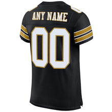 Load image into Gallery viewer, Custom Black White-Old Gold Mesh Authentic Football Jersey
