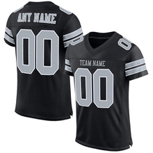 Load image into Gallery viewer, Custom Black Silver-White Mesh Authentic Football Jersey
