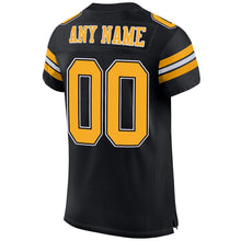 Load image into Gallery viewer, Custom Black Gold-White Mesh Authentic Football Jersey
