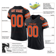 Load image into Gallery viewer, Custom Black Orange-White Mesh Authentic Football Jersey
