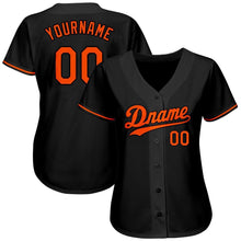 Load image into Gallery viewer, Custom Black Orange Authentic Baseball Jersey
