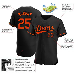 Custom Black Orange Authentic Baseball Jersey