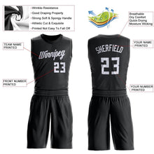 Load image into Gallery viewer, Custom Black White Round Neck Suit Basketball Jersey

