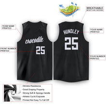 Load image into Gallery viewer, Custom Black White V-Neck Basketball Jersey
