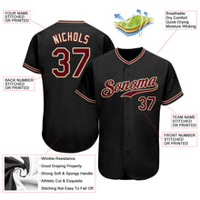 Load image into Gallery viewer, Custom Black Crimson-Khaki Authentic Baseball Jersey
