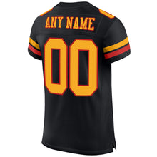 Load image into Gallery viewer, Custom Black Gold-Scarlet Mesh Authentic Football Jersey

