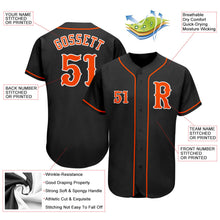 Load image into Gallery viewer, Custom Black Orange-White Authentic Baseball Jersey
