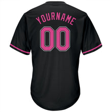 Load image into Gallery viewer, Custom Black Pink-White Authentic Throwback Rib-Knit Baseball Jersey Shirt
