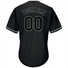 Load image into Gallery viewer, Custom Black Black-Gray Authentic Throwback Rib-Knit Baseball Jersey Shirt
