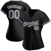 Load image into Gallery viewer, Custom Black Gray-Purple Authentic Baseball Jersey
