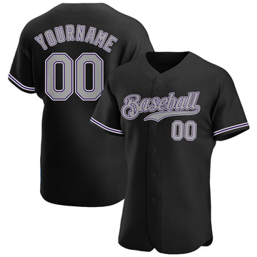 Custom Black Gray-Purple Authentic Baseball Jersey