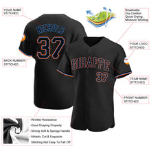 Load image into Gallery viewer, Custom Black Black-Powder Blue Authentic Baseball Jersey
