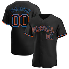 Load image into Gallery viewer, Custom Black Black-Powder Blue Authentic Baseball Jersey
