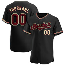Load image into Gallery viewer, Custom Black Crimson-Khaki Authentic Baseball Jersey
