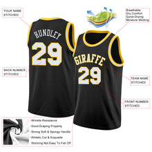 Load image into Gallery viewer, Custom Black White-Gold Round Neck Rib-Knit Basketball Jersey
