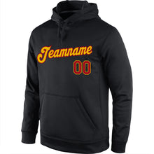 Load image into Gallery viewer, Custom Stitched Black Gold-Red Sports Pullover Sweatshirt Hoodie

