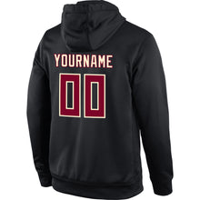 Load image into Gallery viewer, Custom Stitched Black Crimson-Cream Sports Pullover Sweatshirt Hoodie
