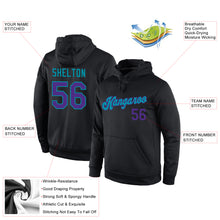 Load image into Gallery viewer, Custom Stitched Black Purple-Teal Sports Pullover Sweatshirt Hoodie
