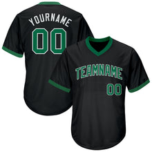 Load image into Gallery viewer, Custom Black Kelly Green-White Authentic Throwback Rib-Knit Baseball Jersey Shirt
