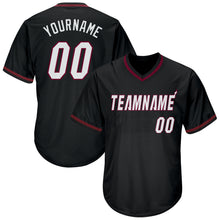 Load image into Gallery viewer, Custom Black White-Maroon Authentic Throwback Rib-Knit Baseball Jersey Shirt
