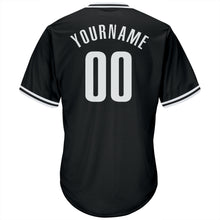 Load image into Gallery viewer, Custom Black White Authentic Throwback Rib-Knit Baseball Jersey Shirt
