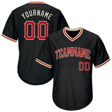 Load image into Gallery viewer, Custom Black Red-Cream Authentic Throwback Rib-Knit Baseball Jersey Shirt

