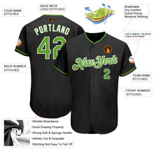 Load image into Gallery viewer, Custom Black Neon Green-White Authentic Baseball Jersey
