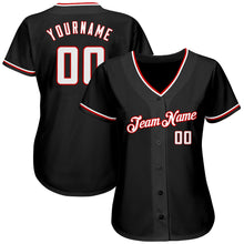 Load image into Gallery viewer, Custom Black White-Red Authentic Baseball Jersey
