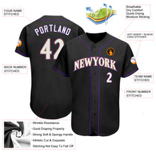 Load image into Gallery viewer, Custom Black White-Purple Authentic Baseball Jersey
