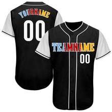Load image into Gallery viewer, Custom Black White-Gold Authentic Baseball Jersey
