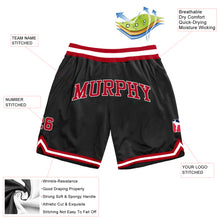 Load image into Gallery viewer, Custom Black Red-White Authentic Throwback Basketball Shorts
