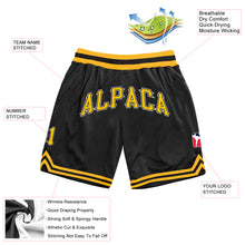 Load image into Gallery viewer, Custom Black Gold-White Authentic Throwback Basketball Shorts

