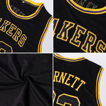 Load image into Gallery viewer, Custom Black Black-Old Gold Authentic Throwback Basketball Jersey
