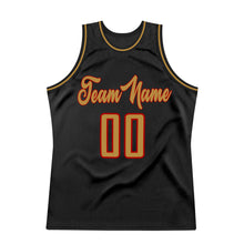 Load image into Gallery viewer, Custom Black Old Gold-Red Authentic Throwback Basketball Jersey
