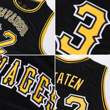 Load image into Gallery viewer, Custom Black Black-Gold Authentic Throwback Basketball Jersey

