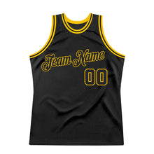 Load image into Gallery viewer, Custom Black Black-Gold Authentic Throwback Basketball Jersey
