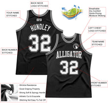 Load image into Gallery viewer, Custom Black White-Silver Authentic Throwback Basketball Jersey
