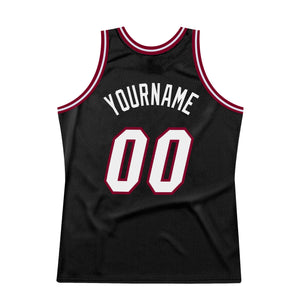 Custom Black White-Maroon Authentic Throwback Basketball Jersey