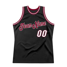 Load image into Gallery viewer, Custom Black White-Maroon Authentic Throwback Basketball Jersey
