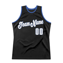 Load image into Gallery viewer, Custom Black White-Blue Authentic Throwback Basketball Jersey
