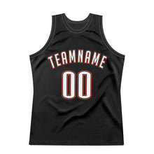 Load image into Gallery viewer, Custom Black White-Orange Authentic Throwback Basketball Jersey
