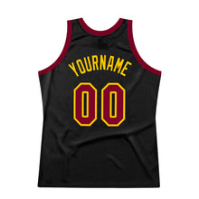 Load image into Gallery viewer, Custom Black Maroon-Gold Authentic Throwback Basketball Jersey
